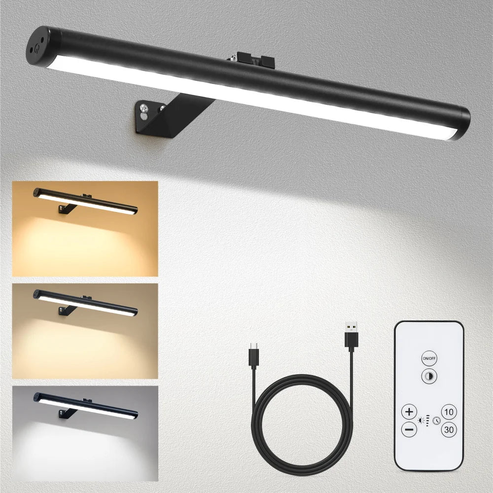 Painting Picture Light Wireless LED Picture Lamp Mirror Light Rechargeable Wall Lamp for Art Display Bathroom Mirror Frame Lamp