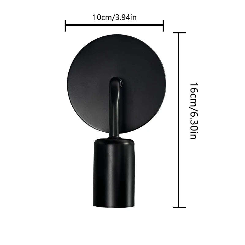 Modern Minimalist LED Iron Wall Lamp Nordic Bedroom Bedside Creative Living Room E27 Black and White Corridor Background Light