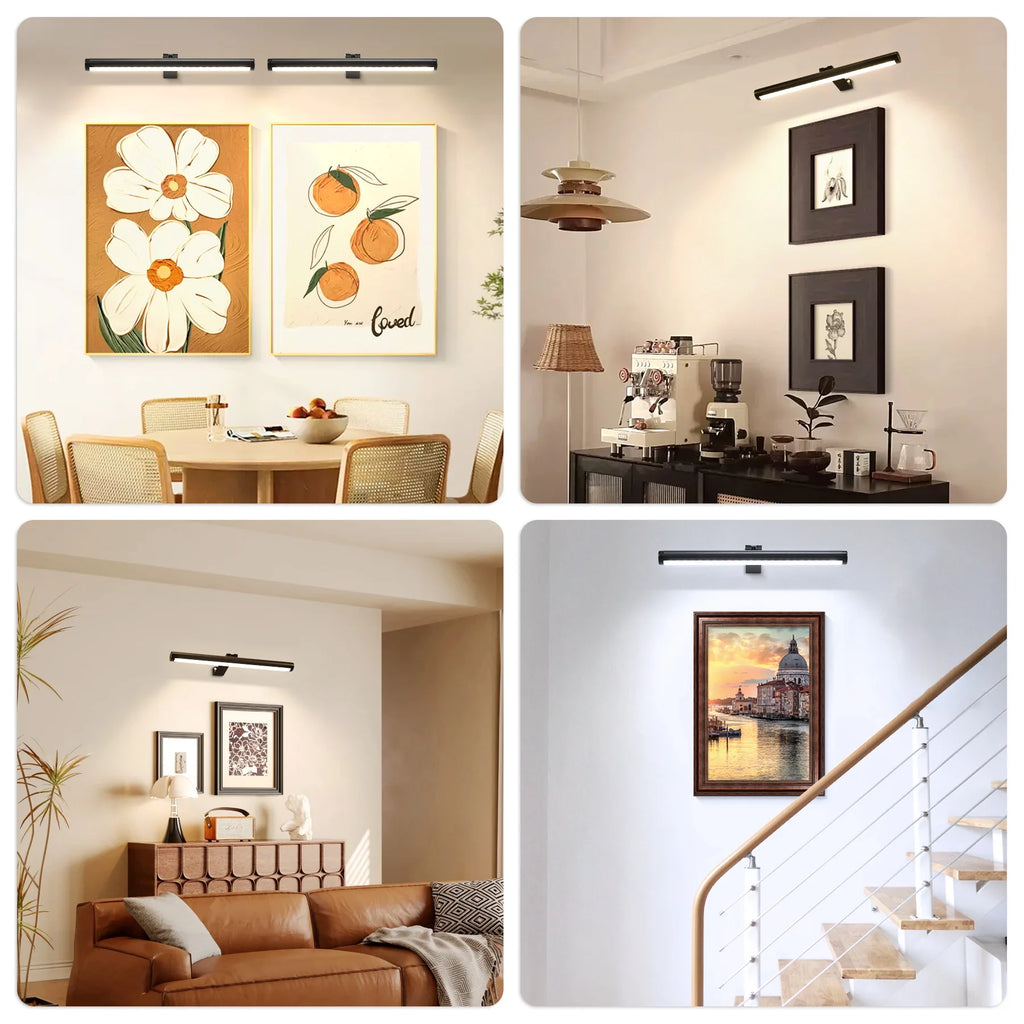 Painting Picture Light Wireless LED Picture Lamp Mirror Light Rechargeable Wall Lamp for Art Display Bathroom Mirror Frame Lamp