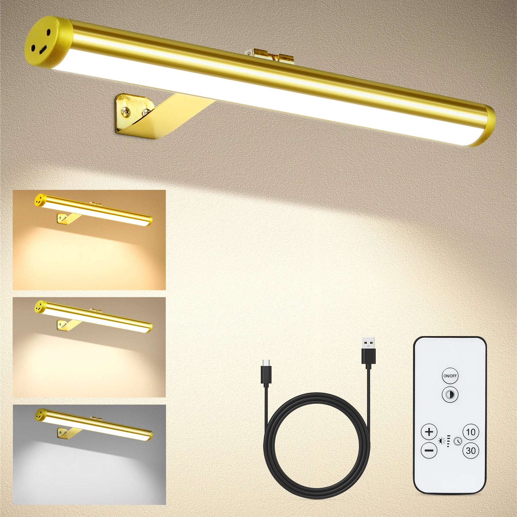 Painting Picture Light Wireless LED Picture Lamp Mirror Light Rechargeable Wall Lamp for Art Display Bathroom Mirror Frame Lamp